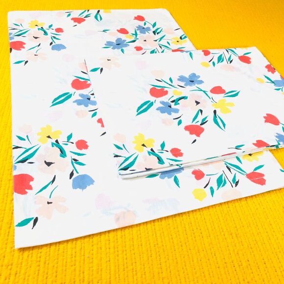 Vintage 80s Fieldcrest Spring Floral Bouquet Pillowcase Set of 2 - Retro Bedding - Picture 6 of 10